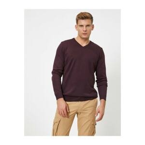 Koton Men's V Neck Long Sleeve Knitwear Sweater