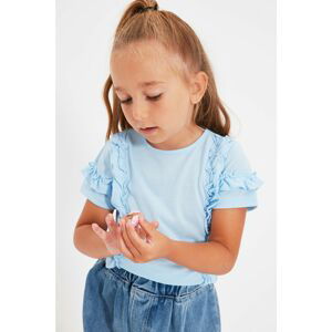 Trendyol Light Blue Frilly Girl Knitted T-Shirt