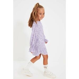 Trendyol Lilac Sleeves Pleated Girl Knitted Dress