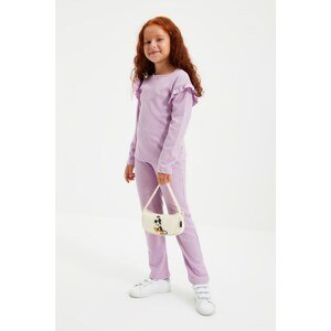Trendyol Lilac Ruffle Detailed Girl Knitted Top-Top Set