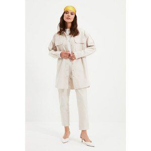 Trendyol Cream Pocket Detailed Snap Closure Shirt-Pants Woven Suit