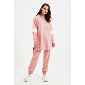 Trendyol Dried Rose Pile Detailed Hooded Knitted Tracksuit Set
