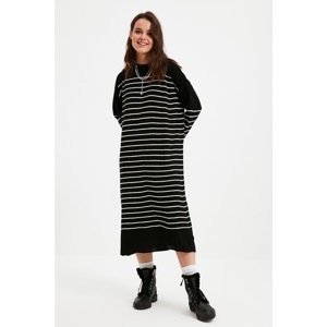 Trendyol Black Striped Soft Long Knitwear Dress