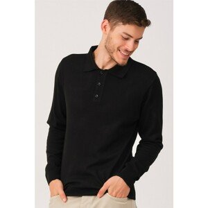 V0006 DEWBERRY MEN'S POLO NECK SWEATER-BLACK