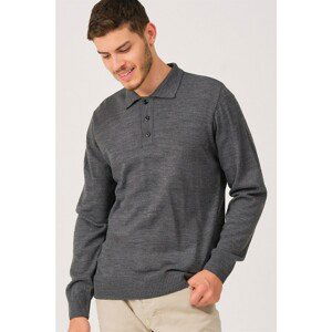 V0006 DEWBERRY MEN'S POLO NECK SWEATER-SMOKED