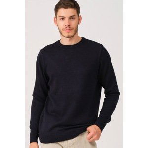 V0035 DEWBERRY MEN'S ROUNDNECK SWEATER-LACİVERT