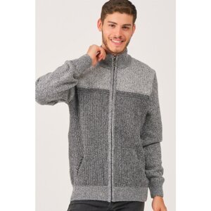 V0086 DEWBERRY ZIPPERED MEN'S SWEATER-GRAY