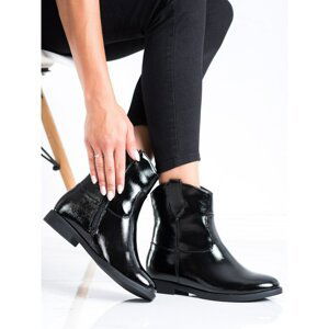 J. STAR BLACK COWBOY BOOTS ON THE WEDGE