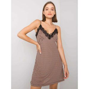 Black-beige dress with patterns by Elessa RUE PARIS