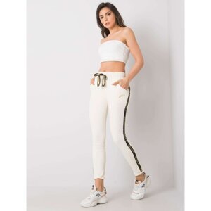 FOR FITNESS Ecru sweatpants with stripes