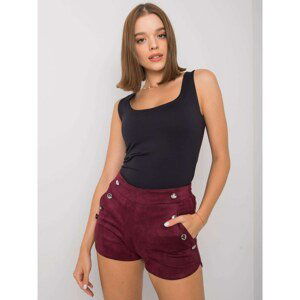 RUE PARIS Burgundy imitation suede shorts