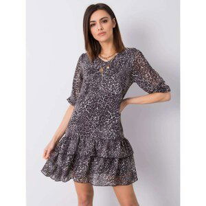 RUE PARIS Gray dress with flounces