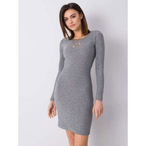 RUE PARIS Gray dress with metallic thread