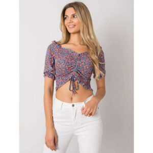 RUE PARIS Blue short blouse with ruffles