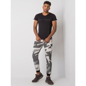 Gray men's sweatpants with military patterns