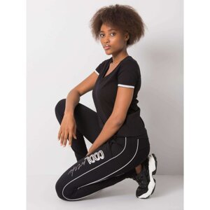 Black women's sweatpants with application