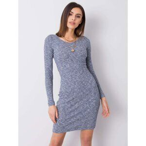 RUE PARIS Blue fitted dress with a cut-out