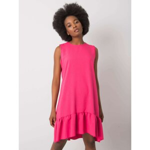 RUE PARIS Pink lady dress with ruffles