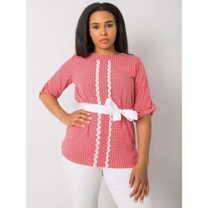 White and red blouse plus size with Darya tie