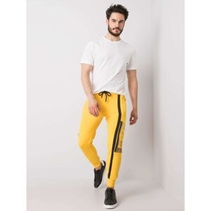 Yellow men's sweatpants with a print