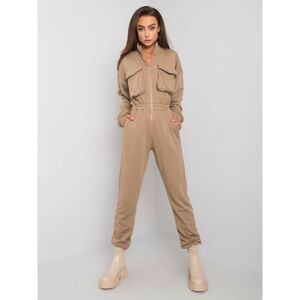 Dark beige cotton jumpsuit