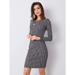 RUE PARIS Gray fitted dress with a cut-out