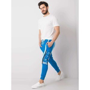 Men's blue sweatpants with a print