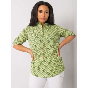 Plus size green patterned blouse