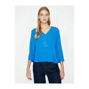 Koton Women's Blue Ruffle Detailed Blouse