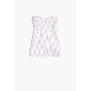 Koton Baby Girl White & Pink Polka Dot Ruffle Detailed Dress