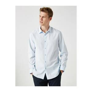 Koton Men's Blue Classic Collar Basic Long Sleeve Shirt