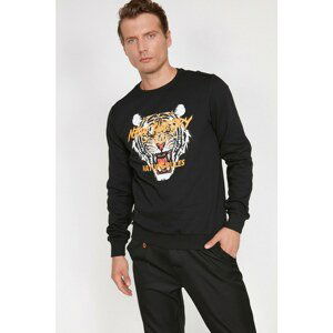 Koton Men's Black Printed Sweatshirt