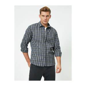 Koton Cotton Long Sleeve Checkered Smart Shirt