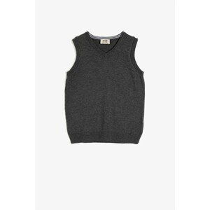 Koton Gray Boy's V-Neck Sleeveless Basic Sweater