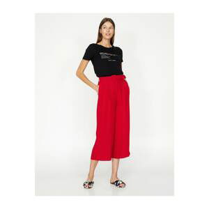 Koton Women's Red Belt Detailed Trousers