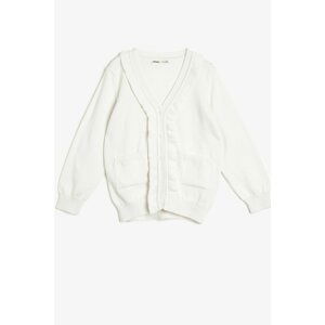 Koton Girls Ecru Buttoned Cardigan