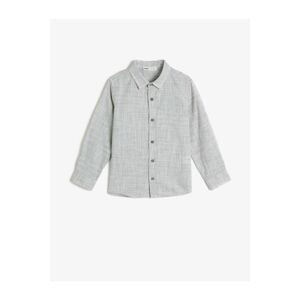 Koton Boy's Long Sleeve Classic Collar Shirt in Gray Marbled Fabric