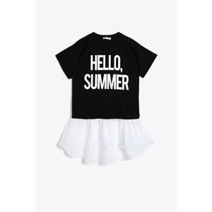 Koton Girl Black Written Printed Dress