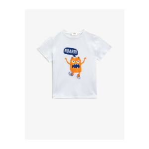 Koton Boy's White Printed Short Sleeve T-Shirt