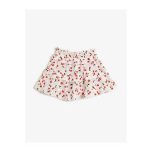 Koton Girl Pink Cherry Cotton Printed Ruffled Skirt