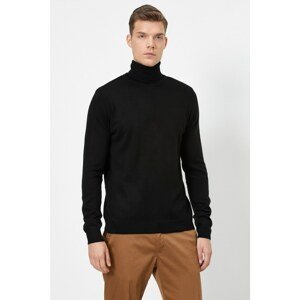 Koton Men's Black Bogazli Long Sleeve Slim Fit Knitwear Sweater