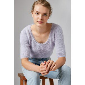 Koton Women's Purple Short Puff Sleeve Sweater