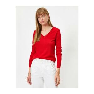 Koton Women's V-Neck Long Sleeve Knitwear Sweater