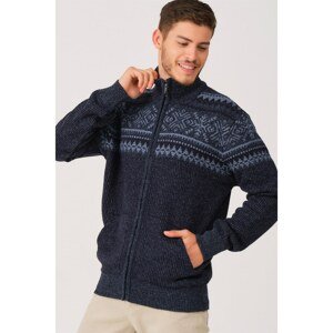 V0272 DEWBERRY ZIPPERED MEN'S SWEATER-LACİVERT