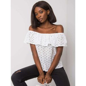 Women's white blouse with a Spanish neckline