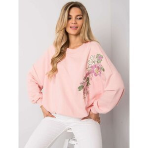Light pink sweatshirt without a hood with applications