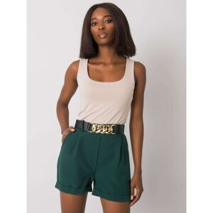 Dark green shorts with a decorative belt