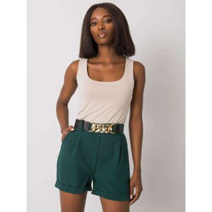 Dark green shorts with decorative ribbon