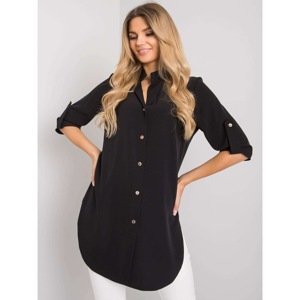 RUE PARIS Black shirt with rolled up sleeves