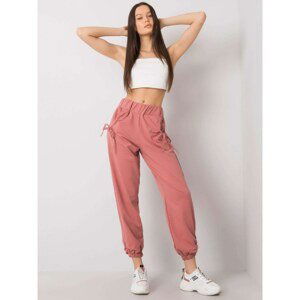 Dusty pink sweatpants with ruffles